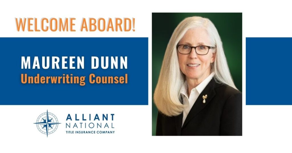 Graphic welcoming Maureen Dunn to Alliant National.